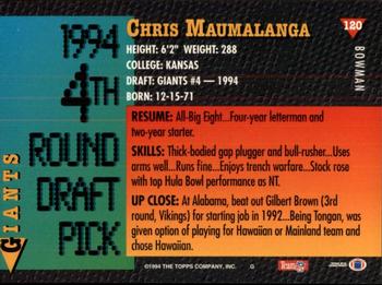 1994 Bowman #120 Chris Maumalanga Back