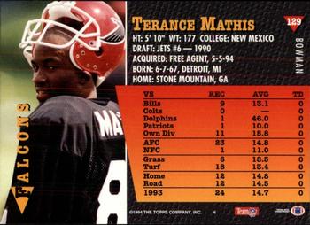 1994 Bowman #129 Terance Mathis Back