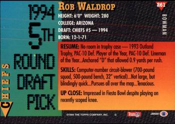 1994 Bowman #261 Rob Waldrop Back