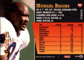 1994 Bowman #301 Michael Brooks Back