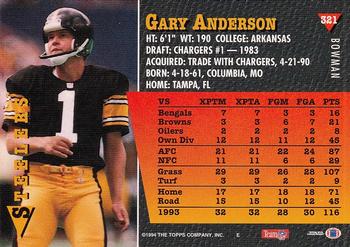 1994 Bowman #321 Gary Anderson Back