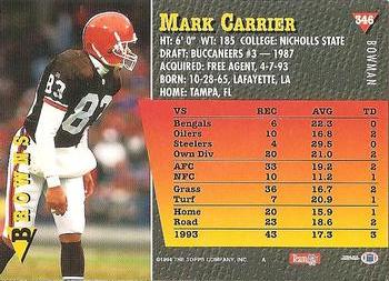 1994 Bowman #346 Mark Carrier Back