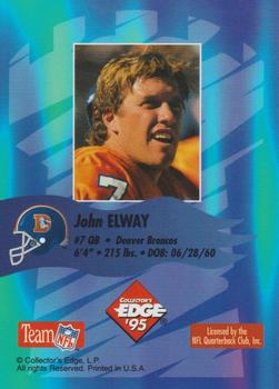 1995 Collector's Edge Excalibur - EdgeTech Sword and Stone Gold #ET7 John Elway Back