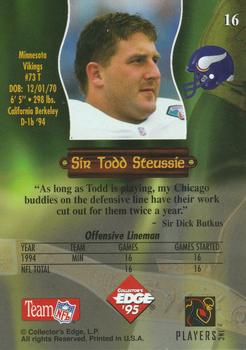 1995 Collector's Edge Excalibur - Rookie Roundtable #16 Todd Steussie Back
