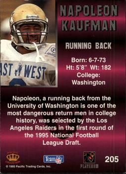 1995 Pacific - Blue #205 Napoleon Kaufman Back
