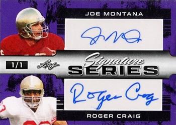 2022 Leaf Signature Series - Dual Signature Purple #SSD-33 Joe Montana / Roger Craig Front