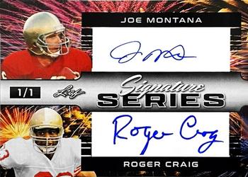 2022 Leaf Signature Series - Dual Signature Fireworks #SSD-33 Joe Montana / Roger Craig Front