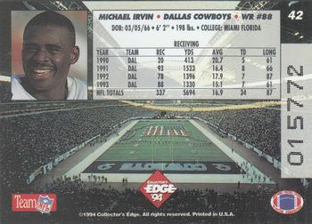 1994 Collector's Edge #42 Michael Irvin Back