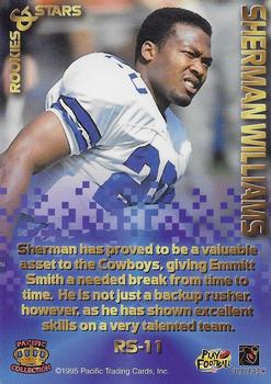 1995 Pacific Triple Folder - Rookies and Stars Blue #RS-11 Sherman Williams Back