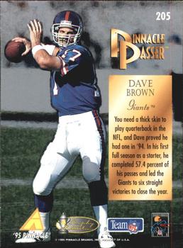 1995 Pinnacle - Trophy Collection #205 Dave Brown Back