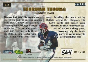 1995 Pro Line - Impact Gold #I-2 Thurman Thomas Back