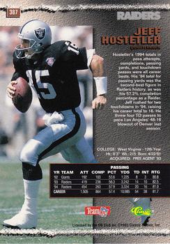 1995 Pro Line - Silver #387 Jeff Hostetler Back