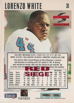 1995 Score - Red Siege #31 Lorenzo White Back