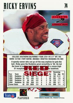 1995 Score - Red Siege #74 Ricky Ervins Back