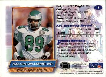 1994 Finest #2 Calvin Williams Back