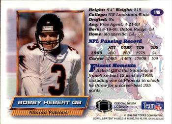 1994 Finest - Refractors #148 Bobby Hebert Back