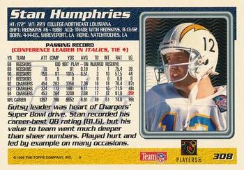 1995 Topps - Jacksonville Jaguars #308 Stan Humphries Back