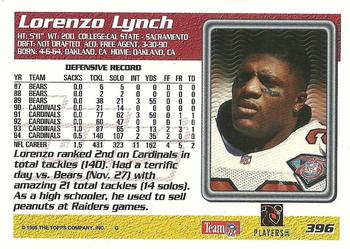 1995 Topps - Jacksonville Jaguars #396 Lorenzo Lynch Back