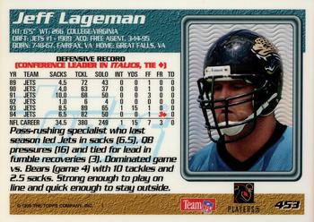 1995 Topps - Jacksonville Jaguars #453 Jeff Lageman Back
