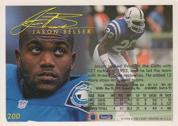1994 Fleer #200 Jason Belser Back