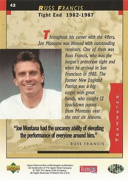 1995 Upper Deck Joe Montana Box Set #42 Russ Francis Back