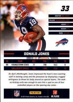 2010 Donruss Rated Rookies #33 Donald Jones Back