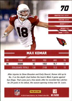 2010 Donruss Rated Rookies #70 Max Komar Back