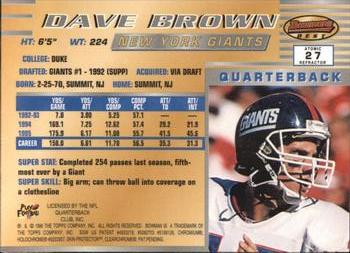 1996 Bowman's Best - Atomic Refractors #27 Dave Brown Back