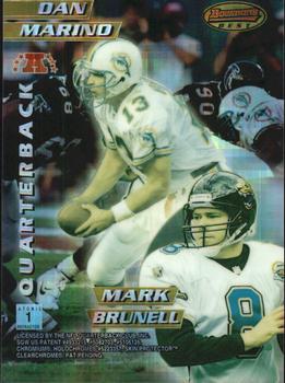 1996 Bowman's Best - Mirror Images Atomic Refractors #1 Steve Young / Kerry Collins / Dan Marino / Mark Brunell Back