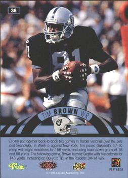 1996 Classic NFL Experience - Printer's Proofs #36 Tim Brown Back