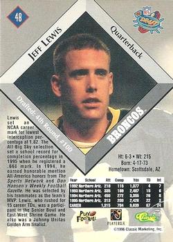 1996 Classic NFL Rookies - Autographs #48 Jeff Lewis Back