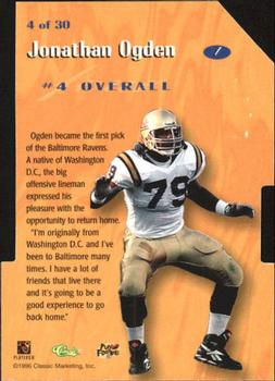 1996 Classic NFL Rookies - #1 Draft Picks #4 Jonathan Ogden Back