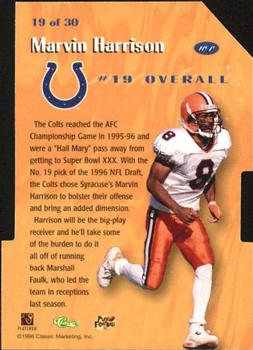 1996 Classic NFL Rookies - #1 Draft Picks #19 Marvin Harrison Back