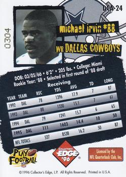 1996 Collector's Edge - Cowboybilia Autographs #DCA-24 Michael Irvin Back