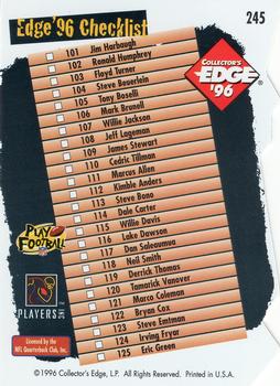 1996 Collector's Edge - Die Cuts #245 Checklist Back