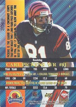 1996 Collector's Edge Advantage - Perfect Play Foils #6 Carl Pickens Back
