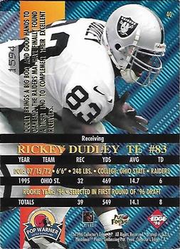 1996 Collector's Edge Advantage - Perfect Play Foils #40 Rickey Dudley Back