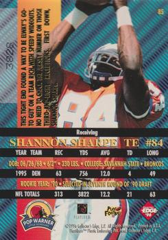 1996 Collector's Edge Advantage - Perfect Play Foils #85 Shannon Sharpe Back