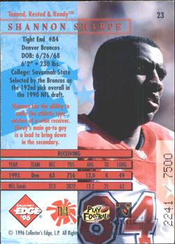 1996 Collector's Edge President's Reserve - Tanned, Rested & Ready #23 Shannon Sharpe Back