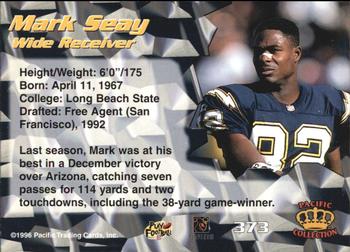1996 Pacific - Blue #373 Mark Seay Back