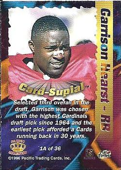 1996 Pacific - Card-Supials Small #1A Garrison Hearst Back
