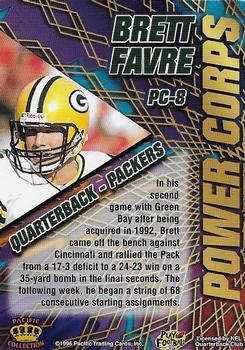 1996 Pacific - Power Corps #PC-8 Brett Favre Back