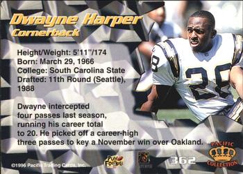 1996 Pacific - Red #362 Dwayne Harper Back