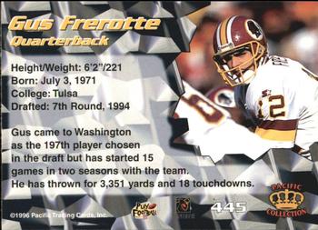 1996 Pacific - Red #445 Gus Frerotte Back
