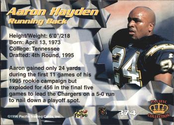 1996 Pacific - Silver #374 Aaron Hayden Back