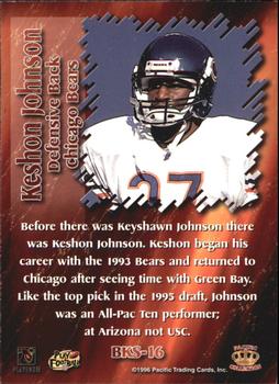 1996 Pacific Dynagon - Best Kept Secrets #BKS-16 Keshon Johnson Back