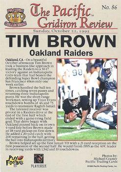 1996 Pacific Gridiron - Gold #86 Tim Brown Back