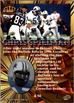 1996 Pacific Invincible - Platinum Blue #I-50 Chris Spielman Back