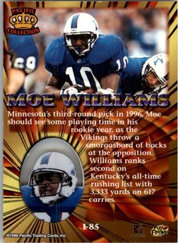 1996 Pacific Invincible - Platinum Blue #I-85 Moe Williams Back