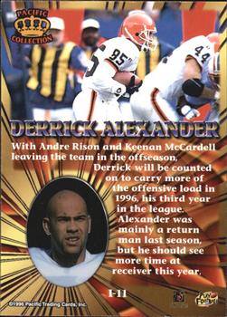 1996 Pacific Invincible - Silver #I-11 Derrick Alexander WR Back